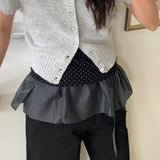 Yokono satin frill strap wrap skirt layered skirt [ CHARCOAL ONLY ]