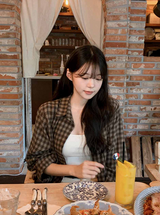 #Brownie Check Overfit Shirt (2color)