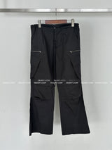 string zipper cargo wide pants
