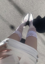Trony button low-waist skirt (white)