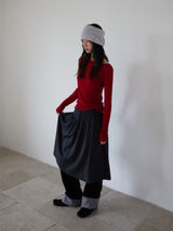 FLARE RIB SKIRT (CAHRCOAL)