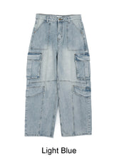 Feline washed cargo denim pants