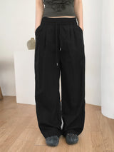 Weba Nylon Pintuck Banding Long Wide Pants