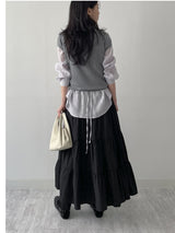 Aco Tiered Flare Long Skirt