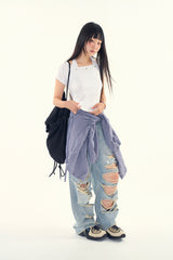 シエルアイレットホルタークロップTシャツ