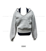 POEN Slit Button Halter Layered Hoodie