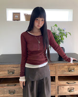 リリーシースルーラウンドネックロングスリーブTシャツ
