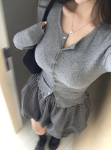 スリムボタンロングスリーブカーディガン