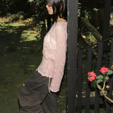 Daen alpaca wool punching frill strap knitwear