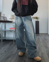 Blind washing balloon denim pants