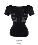 Tina 89 Button Rib Top (3color)