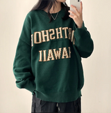 シオボールドレタリングボクシーラウンドニット