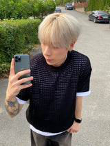 Mesh Round Short Sleeve Knit 3C