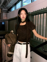 [ORIGINAL] HOLLY TIE SHORT-SLEEVE KNITTED SET