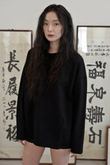 HEAVY-TERRY BALLOON SWEAT BOX TEE (Black)