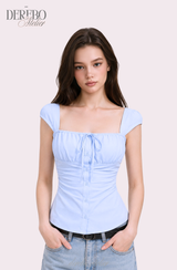 pink sweet bustier sleeveless blouse