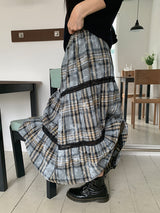 FADE CHECK MAXI SKIRT (2C)