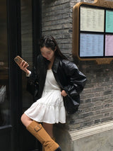 [Bellied made] LOCK, OVERFIT SLIT LEATHER JACKET