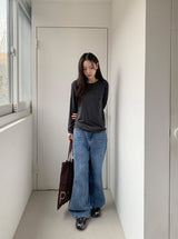26SS★ [BAONHAUS] Ringchi Layered Span Round T-Shirt