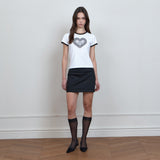 C レースパネルグラフィックTシャツ_ホワイト