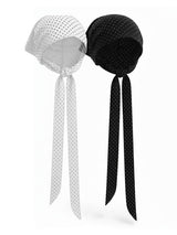 ビーズド ドット レース ヘッドスカーフ (WHITE, BLACK 2COLORS!)