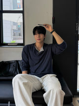 Thorpe layered long-sleeve henley neck
