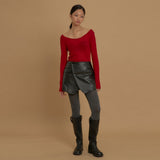 Cat Wrap Mini Leather Skirt