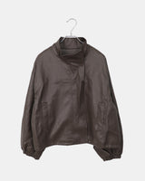 Dumb High-Neck Panel Pocket String Leather Jacket