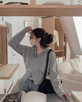 Hooded knit zip-up
