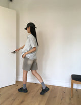 シラットグレーウオッシュバミューダハーフレングデニムパンツ