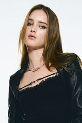 NO.569 [SILVER] CRYSTAL BALL NECKLACE