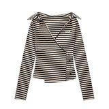 Wrap Stripe Button Slim Top