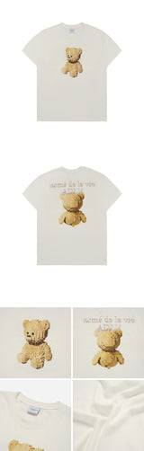 24FW ブロックベアショートスリーブTシャツ クリーム