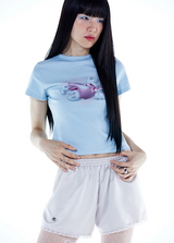 ビンテージグロッシーFakiiiロゴTシャツ_ベイビーブルー