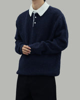 Popping collar knit (Navy)