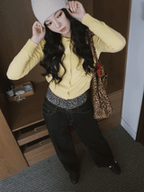 Leopard Layered Dark Denim Pants