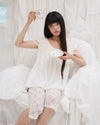 LACE STRAP FLARE TOP / CREAM