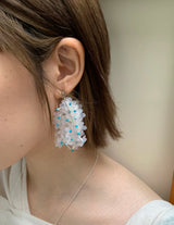 White flower tassel earrings