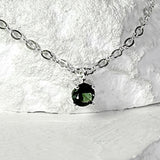 SV925-zirconia one point chain necklace_ICE EMERALD
