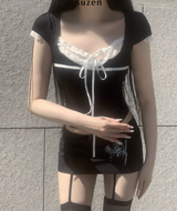 Dotoni Lace Ribbon Top