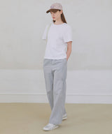 Shirring Nylon Straight Pants - Grey