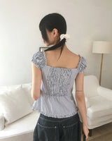 Rumble Stripe Button Sleeveless Blouse