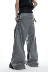 Striped Denim Panel Suit Trousers