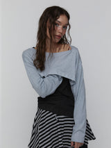 Striped Mini Skirt_Charcoal