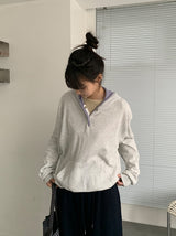 Darun Waffle Color Matching Button Hoodie