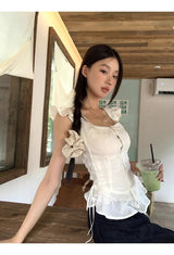 ラブリー半袖フリルノースリーブブラウス