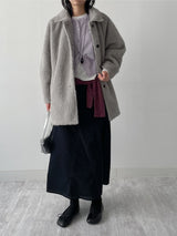 [wool 30%] ヘアシングルオーバーフィットハーフコート