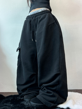アンバランスドカーゴヒップパッチロングパンツ🤍🩶🖤3カラー