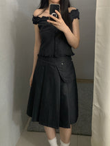Aveni Pocket Banding Midi Skirt