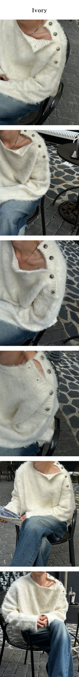 [Unisex] Wool hair button knit(3color)